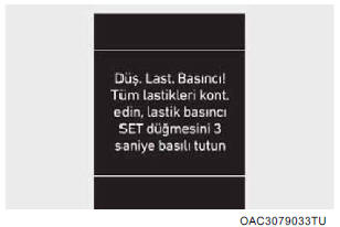 Düşük lastik basıncı konum göstergesi ve lastik basıncı göstergesi